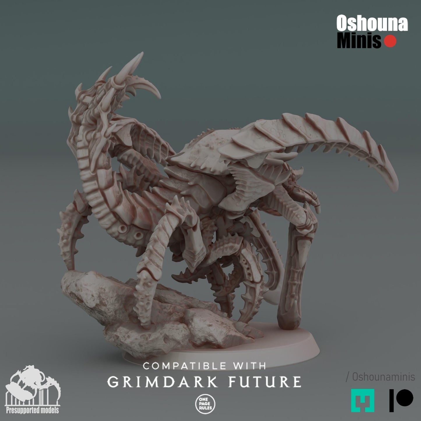 Alpha Lobster - Deep Hive Oshounaminis - New April 25 release - Tabletop wargaming miniature for Grimdark | OPR | Sci-fi | Alien Bug Proxy |