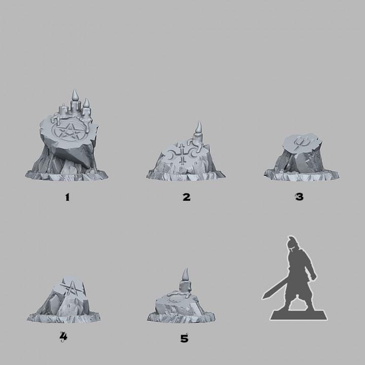 Occult Sacrifice Stones Wargaming Terrain Objectives | Fantastic Plants and Rocks | PathFinder | Mini | Dungeons and Dragons | Fantasy | RPG