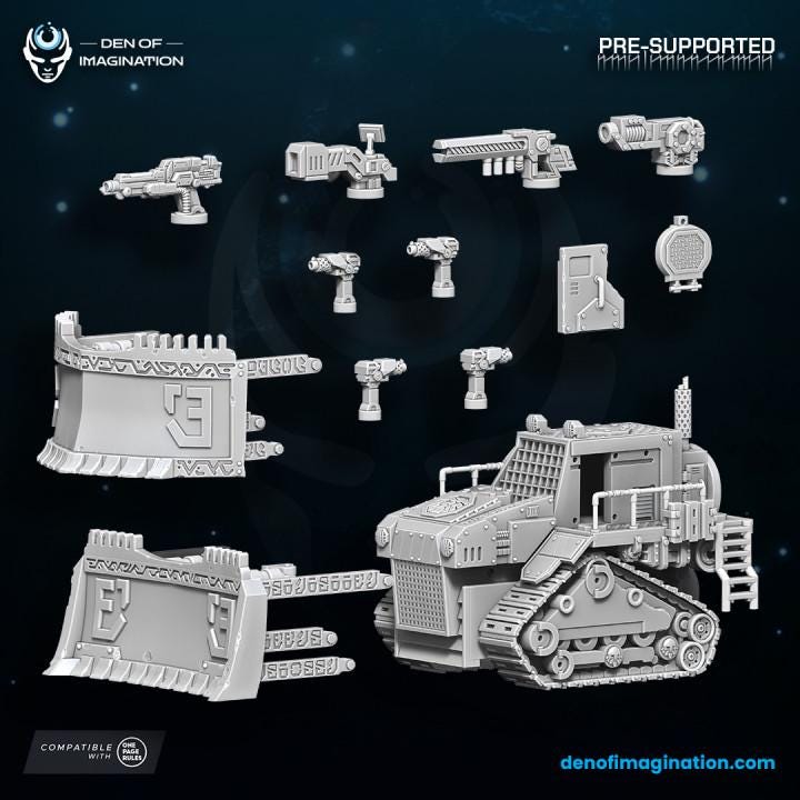 Space Dwarfs - Miniatures - Starforge Bulldozer - Wildmesh -Tabletop Wargaming for Grimdark | Alternative | OPR Sci-Fi mini