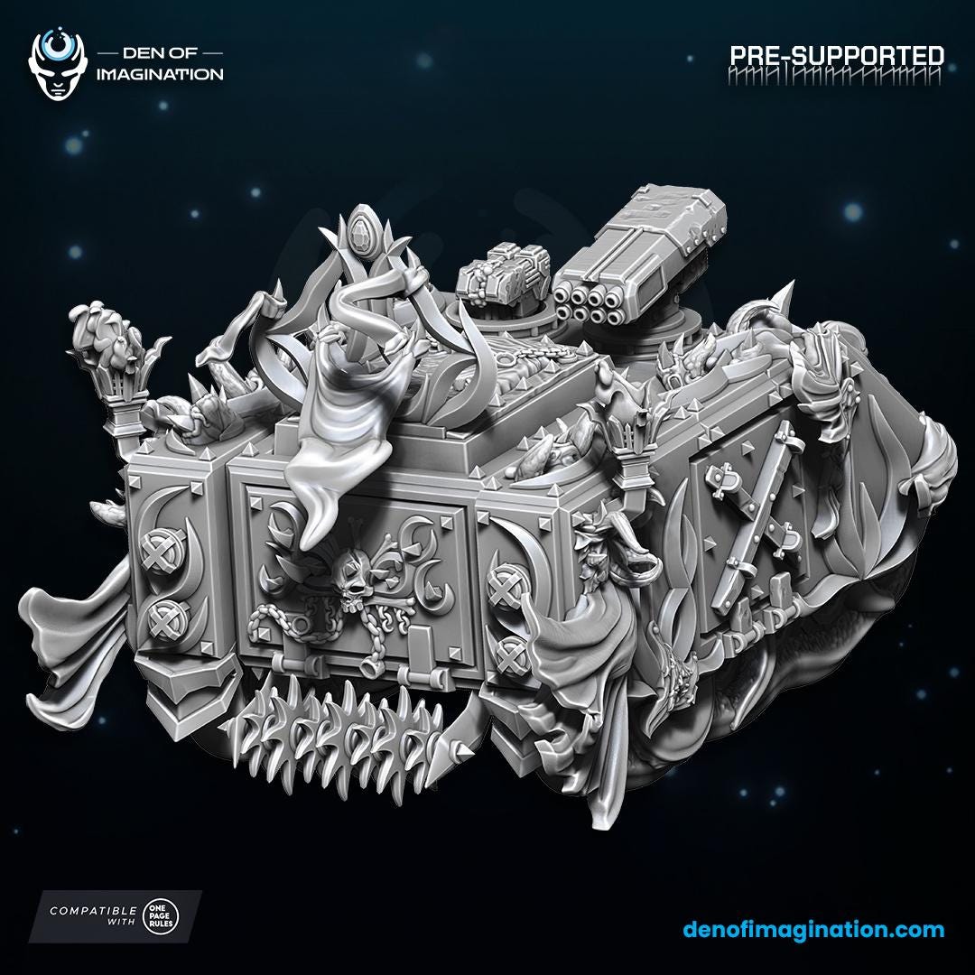 Chaos Battle / Transporter Tank Miniature - Chaos Of Excess - Wildmesh Wildmesh Tabletop Wargaming for Grimdark Alternative OPR