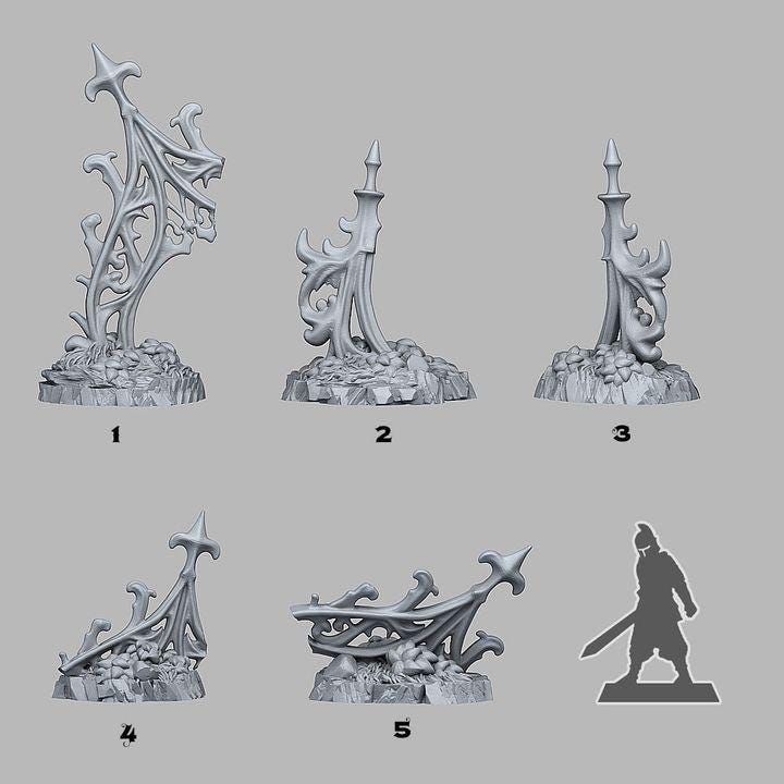 Gothic Gate Ruins Wargaming Scatter Terrain Objectives | Fantastic Plants and Rocks | PathFinder | Mini | Dungeons and Dragons | Fantasy