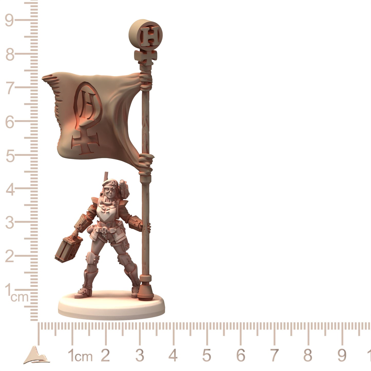 MILITARIA Herrschaft Soldatin Female Army with Gattling and Flamethrower - Printerra - Tabletop Wargaming Miniature for Grimdark OPR Sci-fi