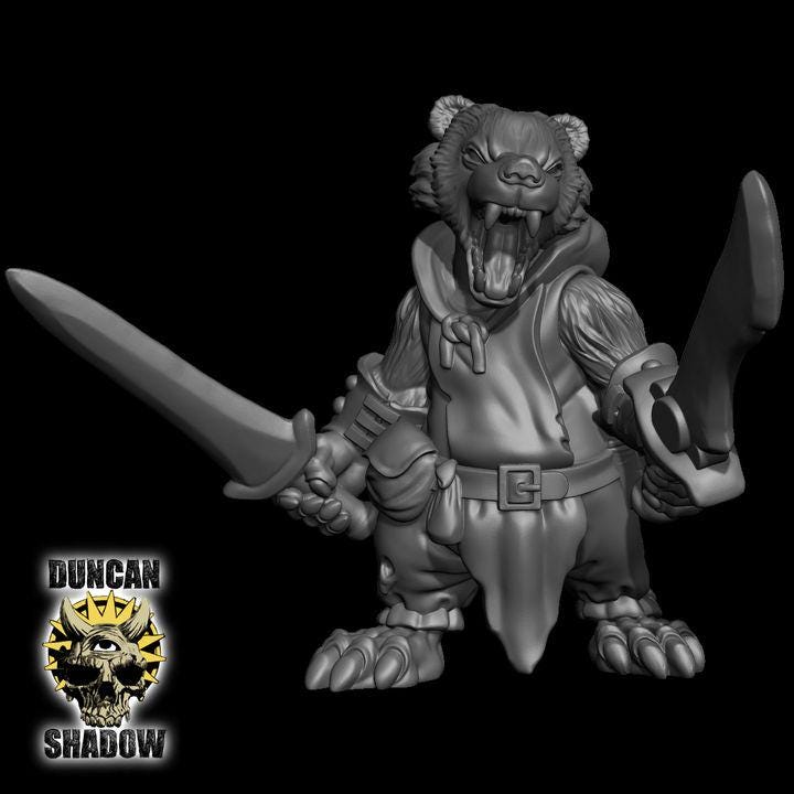 Badger Folk Rangers with Swords | Duncan Shadow | PathFinder | Mini | Tabletop Wargaming | Dungeons and Dragons | Resin | Fantasy | RPG