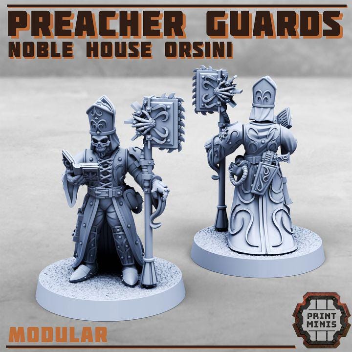Preacher Guards - Noble House Osini - new Release Nov 25 - Print Minis - Tabletop Wargaming Miniature for Grimdark | OPR | Sci-fi