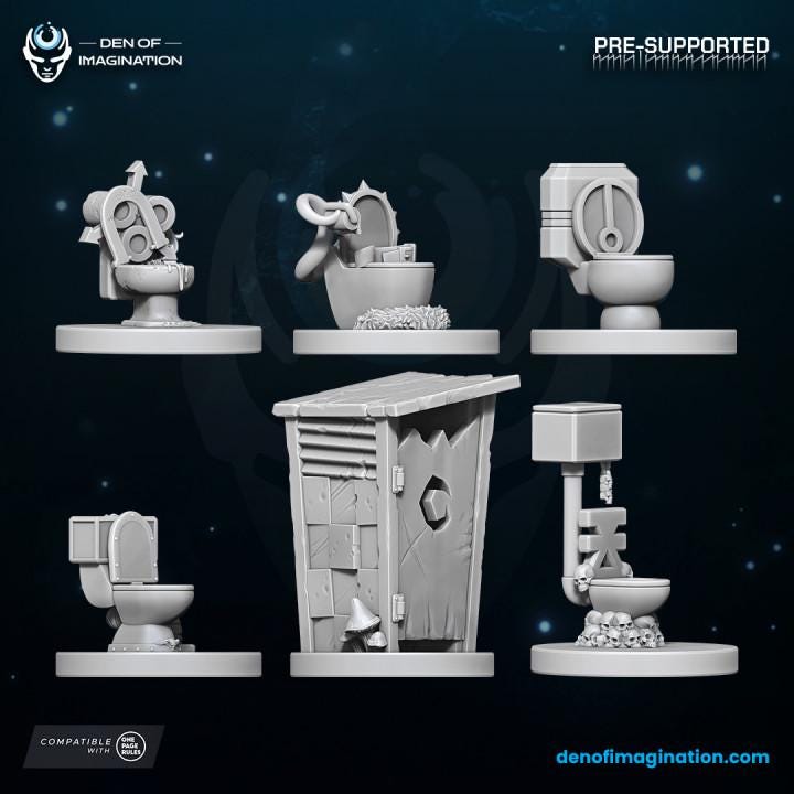 Objective Markers TOILETS Dice holder ! Dont flush away your objectives ! - Wildmesh - Tabletop Wargaming for Grimdark OPR Sci-Fi mini