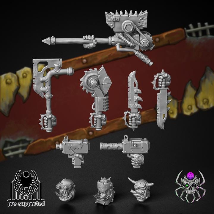 Wasteland Dust Bikers 32mm Grimdark Ork Miniature Set for Sci-Fi Wargames & TTRPG | Eight Legs Miniatures mini