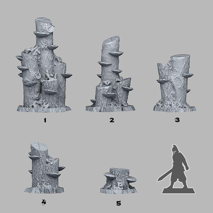 Enchanted Mushroom Logs - Wargaming Terrain Objectives | Fantastic Plants and Rocks | PathFinder | Mini | Dungeons and Dragons | Fantasy RPG
