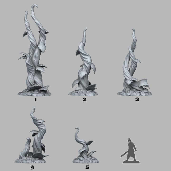 Various resin plant miniatures for tabletop wargaming and RPG, featuring detailed designs for fantasy settings.
