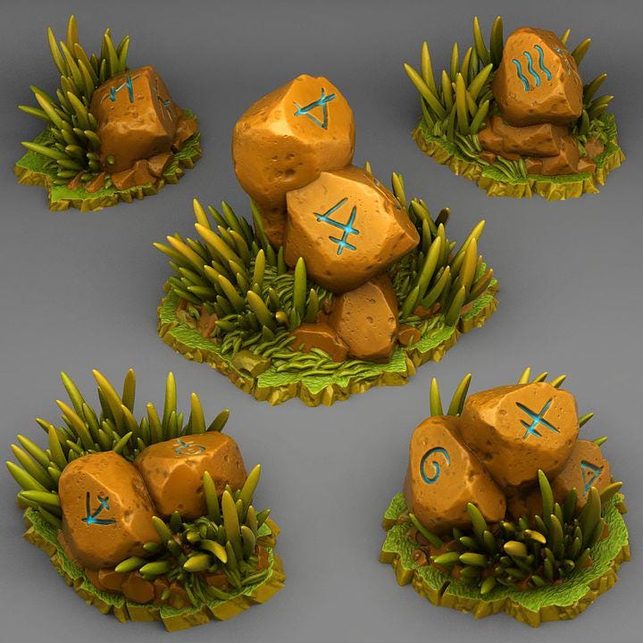 Runic stones Wargaming Terrain Objectives | Fantastic Plants and Rocks | PathFinder | Mini | Dungeons and Dragons | Fantasy | RPG