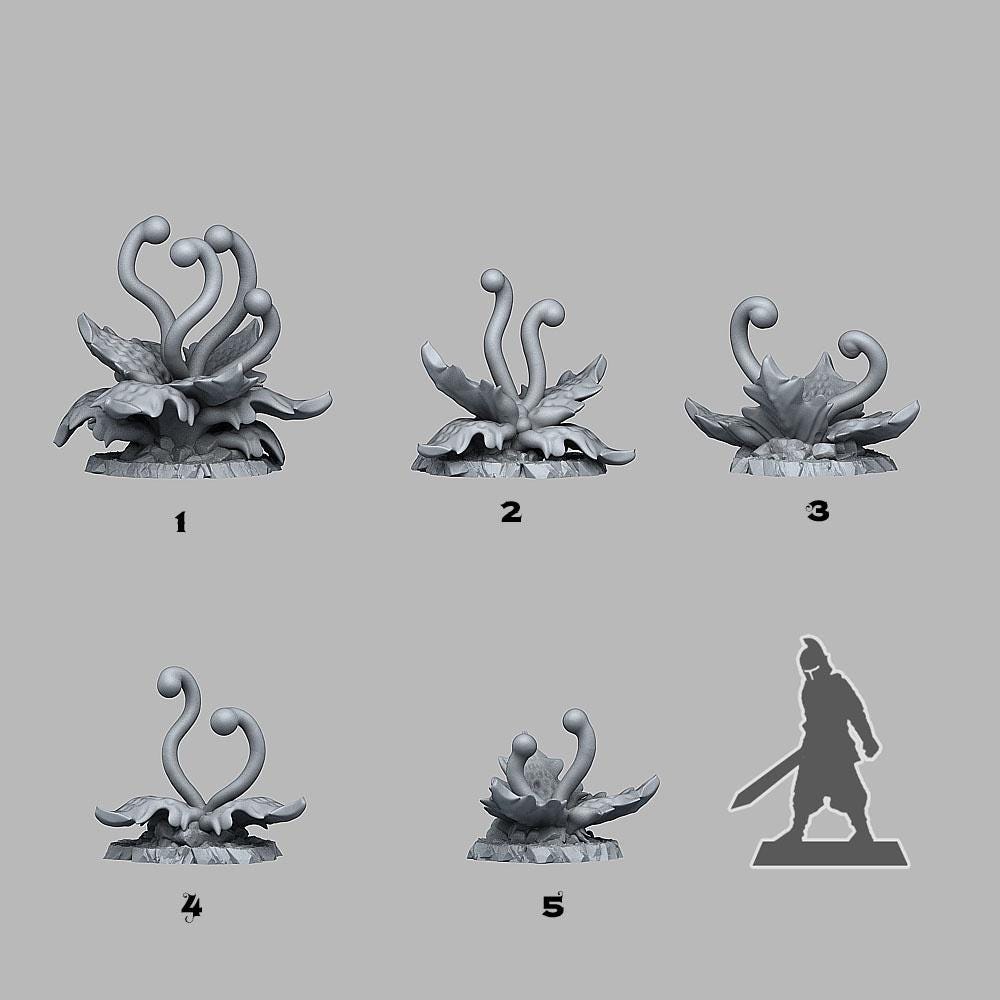 Carnivorous Tentacle Plants Wargaming Terrain Objectives | Fantastic Plants and Rocks | PathFinder | Mini | Dungeons and Dragons | Fantasy