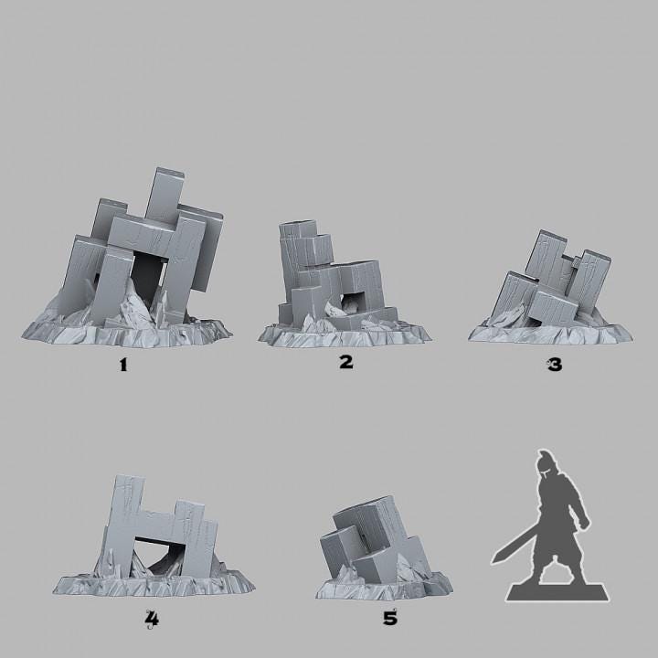 Abstract Desert Rocks Wargaming Terrain Objectives | Fantastic Plants and Rocks | PathFinder | Mini | Dungeons and Dragons | Fantasy | RPG