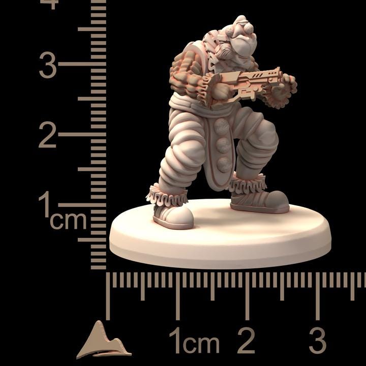 TECHNOPUNK Clussy Gang Violent Clown Circus - Printerra Studios - Tabletop Wargaming Miniature for Grimdark | OPR | Sci-fi