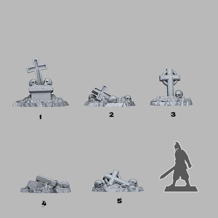 Creepy Cemetary Tombs Wargaming Terrain Objectives | Fantastic Plants and Rocks | PathFinder | Mini | Dungeons and Dragons | Fantasy | RPG