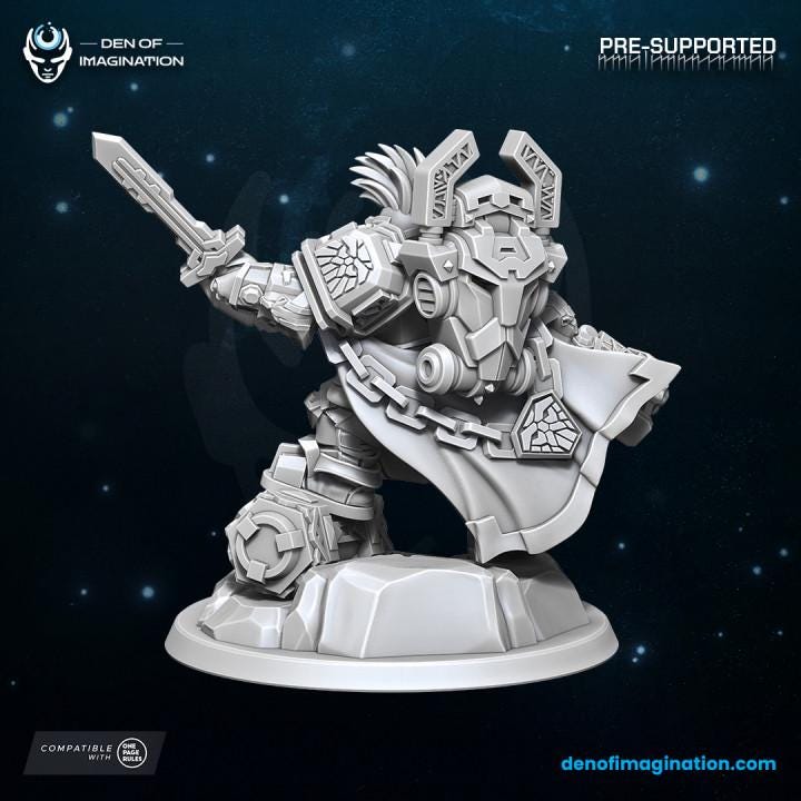 Space Dwarfs - Miniature - Lord Excavator - Wildmesh - Tabletop Wargaming for Grimdark | Alternative | OPR Sci-Fi mini