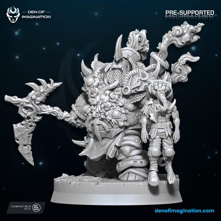 Chaos Lord Of Sickness - Miniature - Wildmesh - Tabletop Wargaming for Grimdark | Alternative | OPR Sci-Fi mini