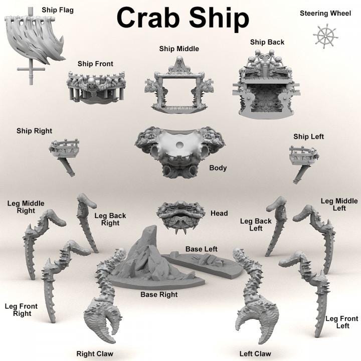 Crab Ship - Print your Monster - Suitable for fantasy | RPG | Dungeons and Dragons and other tabletop wargames