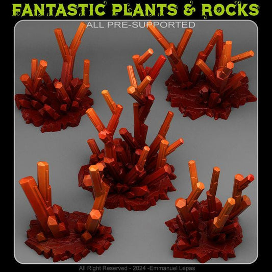 Fire Crystal Rocks Wargaming Terrain Objectives | Fantastic Plants and Rocks | PathFinder | Mini | Dungeons and Dragons | Fantasy | RPG