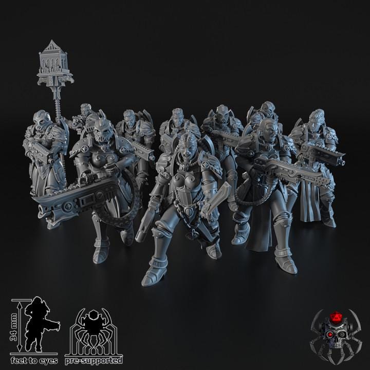 Widows of Retribution Battle Squad - Battle Sisters - for Sci-Fi Wargames & TTRPG | Eight Legs Miniatures mini