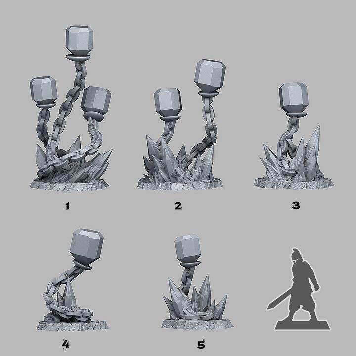 Underdark Crystal Lights Wargaming Scatter Terrain Objectives Fantastic Plants and Rocks | PathFinder | Mini | Dungeons and Dragons Fantasy