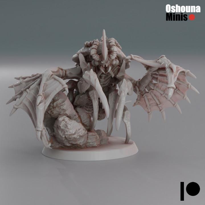 Winged Lobster Alpha Deep Hive - Oshounaminis - Tabletop wargaming miniature for Grimdark | OPR | Sci-fi | Alien Bug Proxy | Printed mini