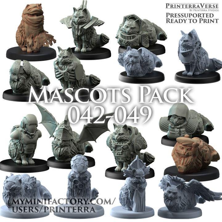 Faction Mascot Miniature Cat Full Pack 4 (16) - Haagen and Dazs | Fantasy | Grimdark | DnD | Resin Mini | Printerra