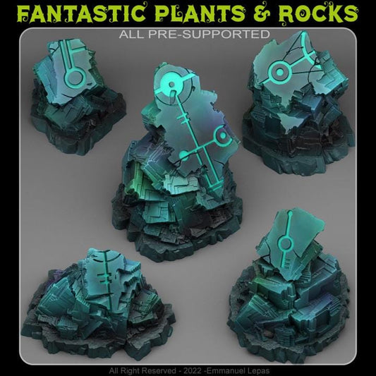 Alien Ruins Wargaming Terrain Objectives | Fantastic Plants and Rocks | PathFinder | Mini | Dungeons and Dragons | Fantasy | RPG