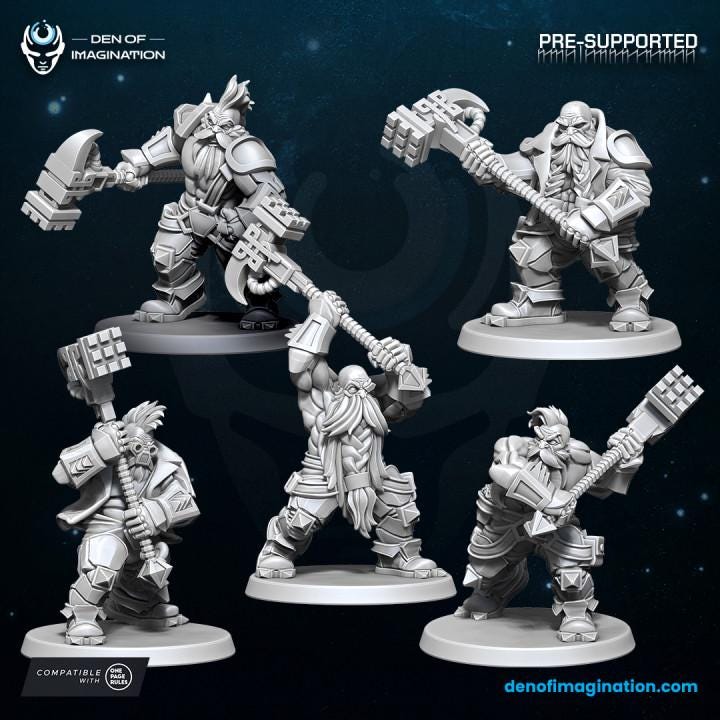 Space Dwarfs - Miniatures - Brawlers with Hammers - Wildmesh - Tabletop Wargaming for Grimdark | Alternative  | OPR Sci-Fi mini