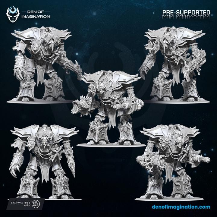 Chaos Titan Infernal Mech Knight - Miniatures - Chaos - Wildmesh - Tabletop Wargaming for Grimdark | Alternative | OPR Sci-Fi mini
