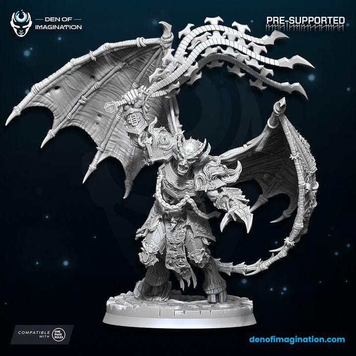 Chaos Demon Prince of Excess 60mm base - Wildmesh - Tabletop Wargaming Grimdark Scifi Fantasy Daemon Grimdark