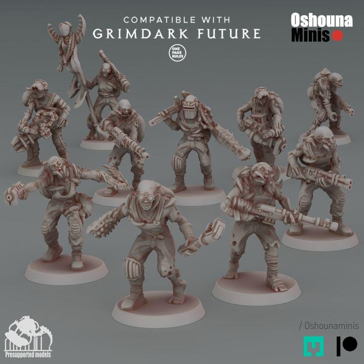Crab Cult Factory Workers - Oshounaminis - Tabletop wargaming miniature for Grimdark | OPR | Sci-fi | Alien Bug Proxy | Printed mini