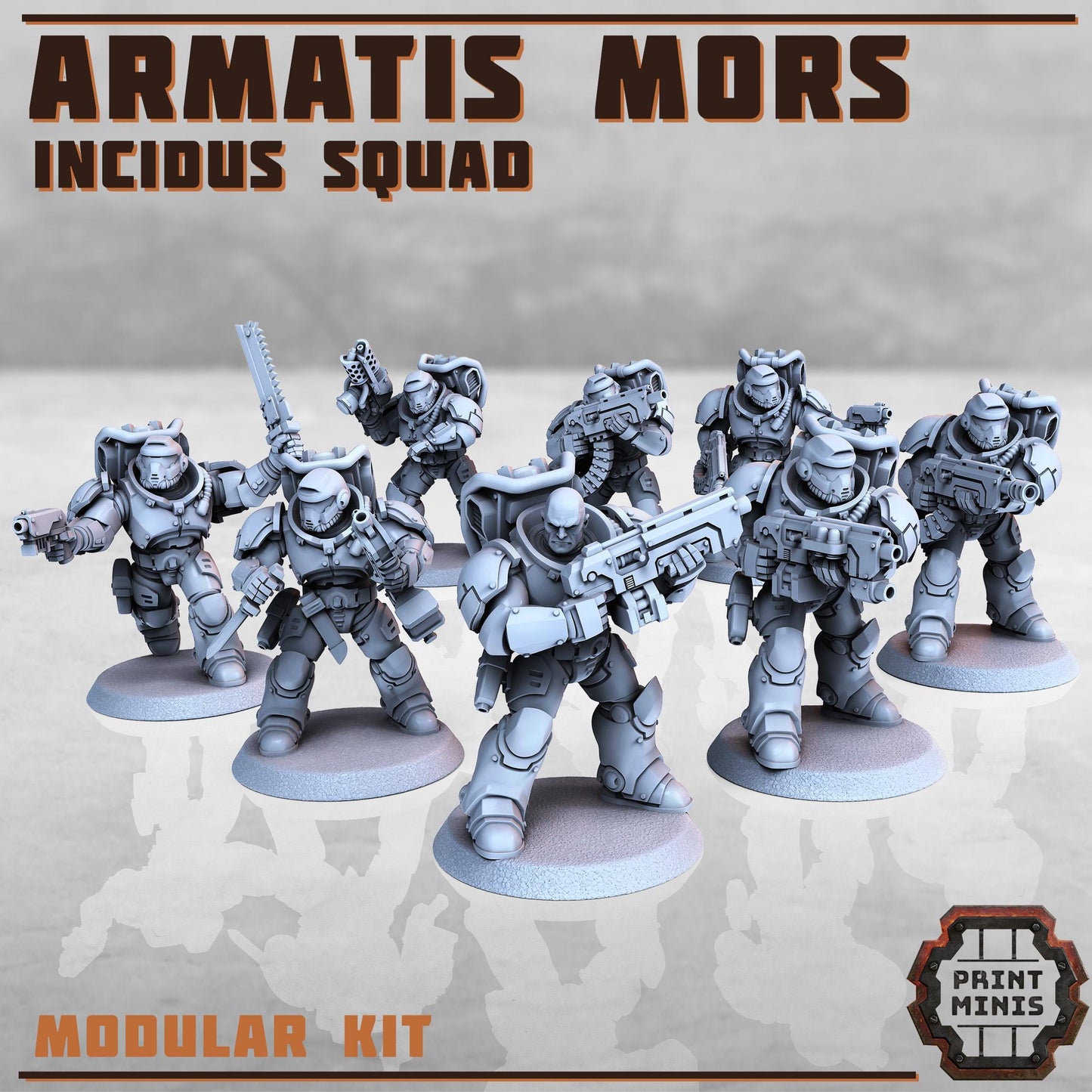Armatis Mors Warriors Incidus Squad - Print Minis - Tabletop Wargaming Miniature for Grimdark | OPR | Sci-fi