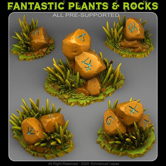 Runic stones Wargaming Terrain Objectives | Fantastic Plants and Rocks | PathFinder | Mini | Dungeons and Dragons | Fantasy | RPG