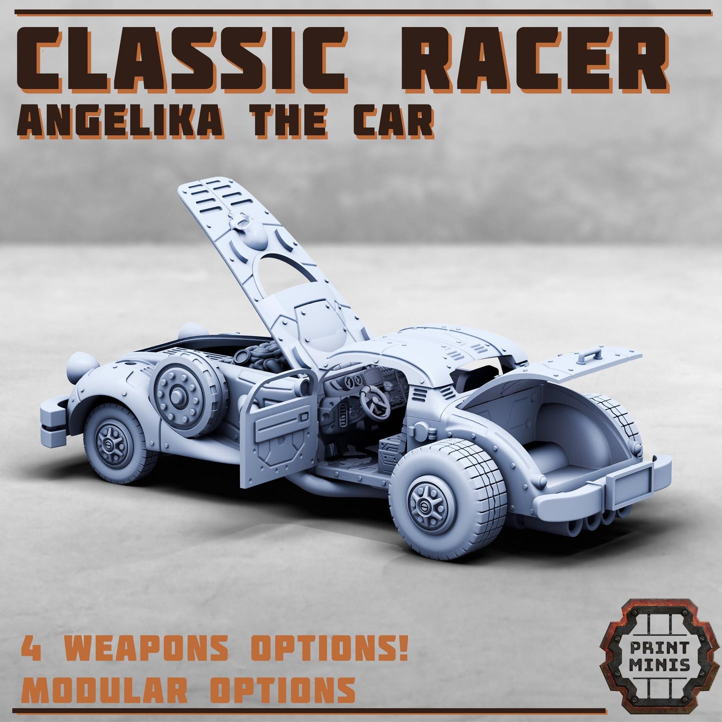 GeneGifter Cults Classic Race Car - Angelika w/ Silent Spectres - Print Minis Tabletop Wargaming Miniature for Grimdark | OPR | Sci-fi