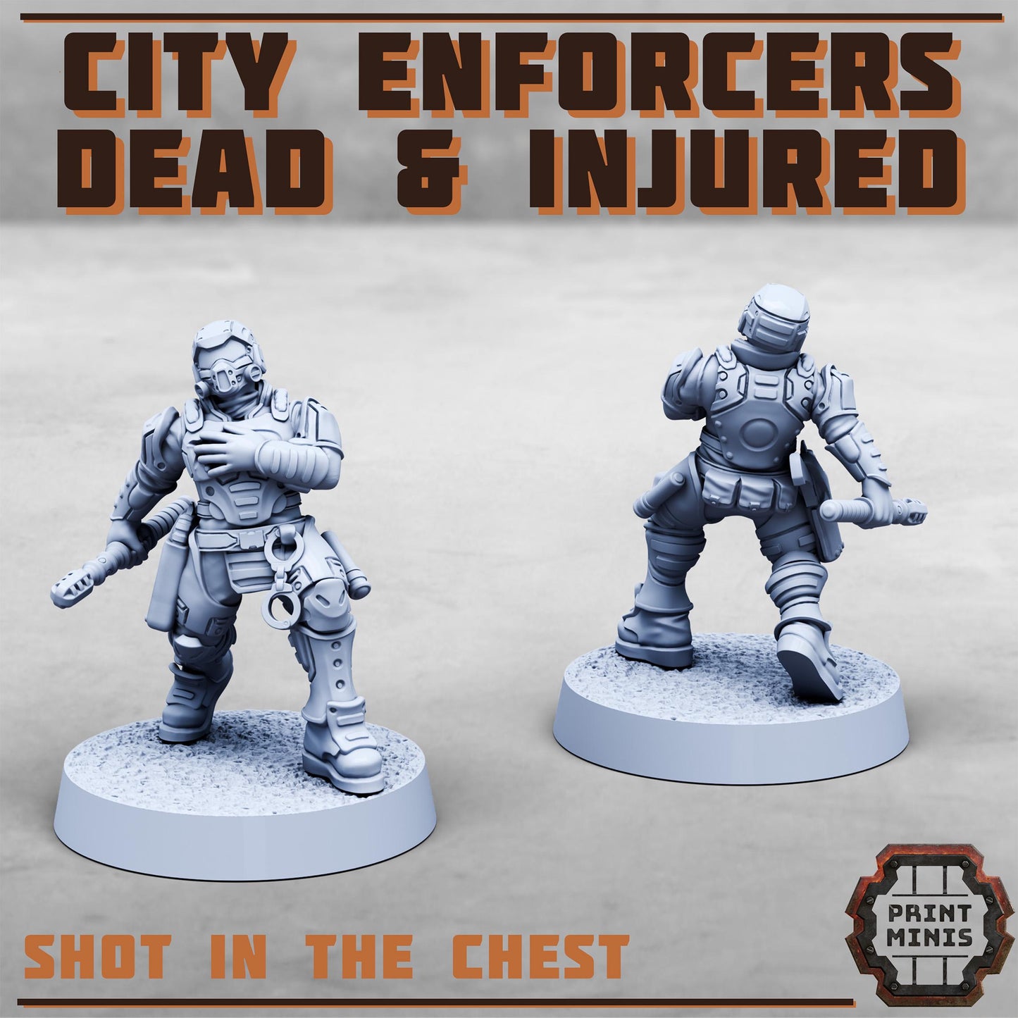 City Watch Enforcers - Dead and Injured Kit - Print Minis - Tabletop Wargaming Miniature for Grimdark | OPR | Sci-fi