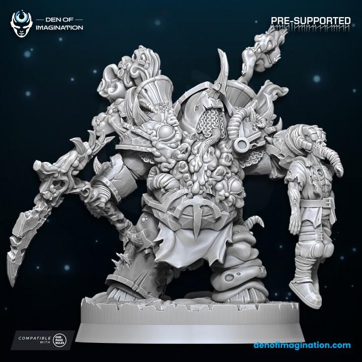 Chaos Lord Of Sickness - Miniature - Wildmesh - Tabletop Wargaming for Grimdark | Alternative  | OPR Sci-Fi mini