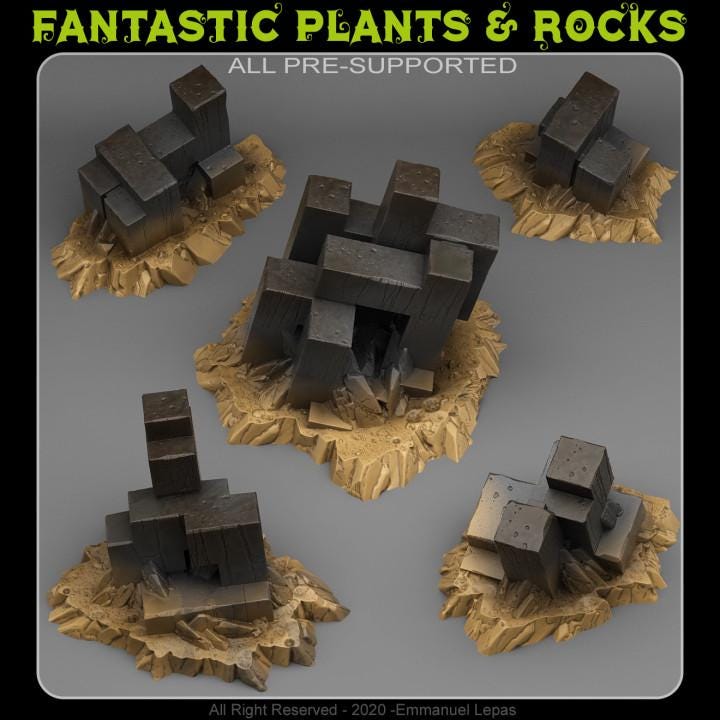 Abstract Desert Rocks Wargaming Terrain Objectives | Fantastic Plants and Rocks | PathFinder | Mini | Dungeons and Dragons | Fantasy | RPG