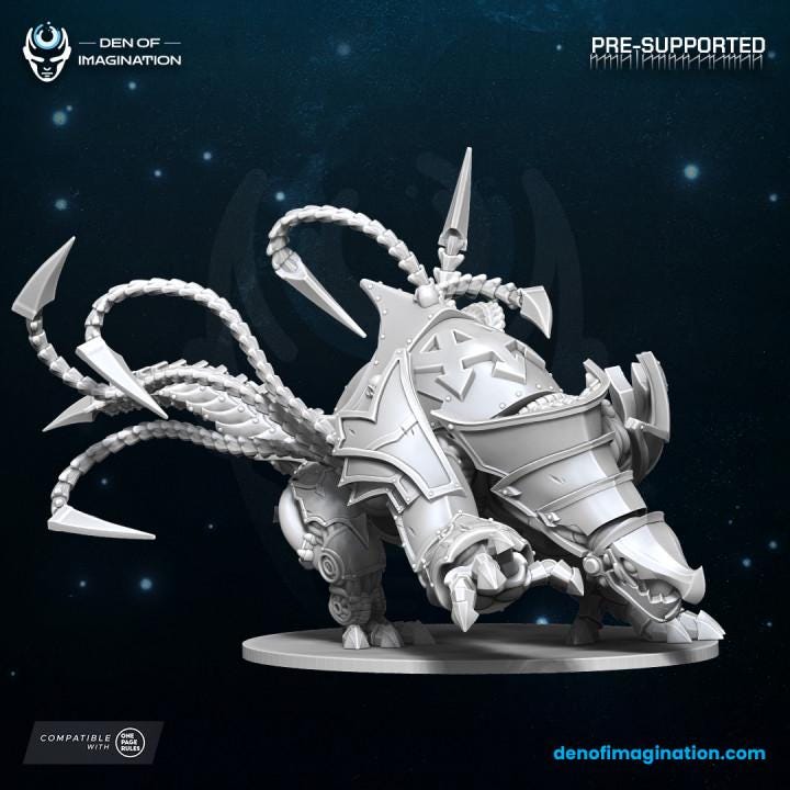 Chaos SteelHound Miniature - Wildmesh - Grimdark Sci-Fi Wargaming Model | OPR One Page Rules | Den of Miniature Gaming Collectible