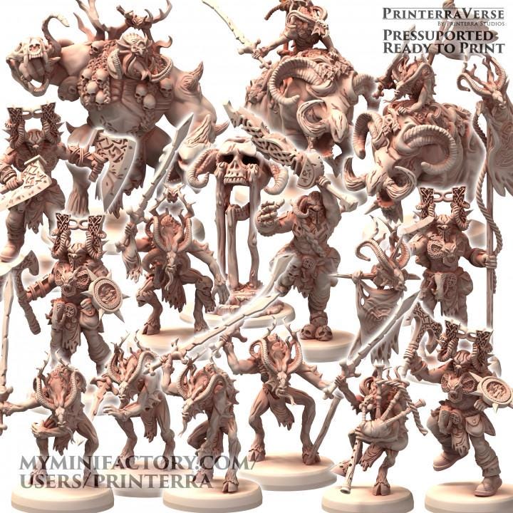 Chaos Demons of Wrath Celtic Theme - Printerra Studios - Tabletop Wargaming Miniature for Grimdark | OPR | Sci-fi