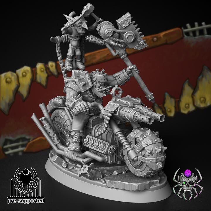 Wasteland Dust Bikers 32mm Grimdark Ork Miniature Set for Sci-Fi Wargames & TTRPG | Eight Legs Miniatures mini