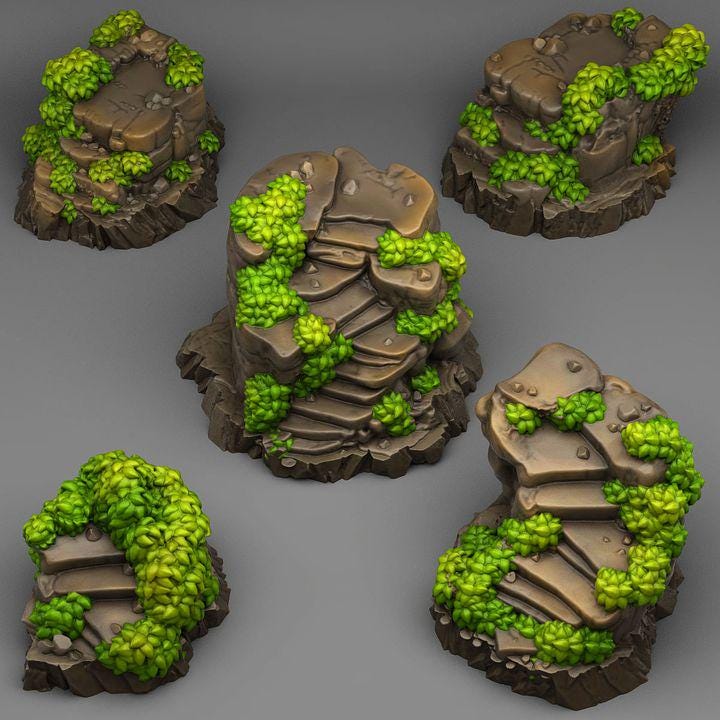 Ancient Magic Stairs Wargaming Scatter Terrain Objectives | Fantastic Plants and Rocks | PathFinder | Mini | Dungeons and Dragons | Fantasy