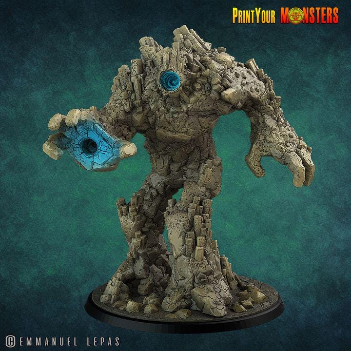 Basalt Elemental Battle Miniatures | Print Your Monster | Fantasy | Grimdark | DnD | Tabletop Wargaming Mini