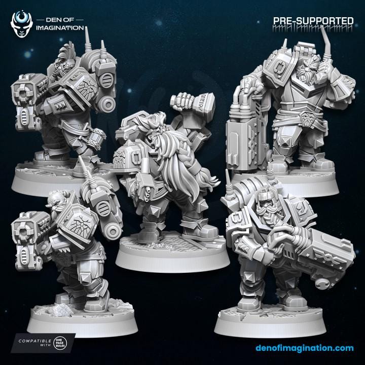 Space Dwarfs Miniatures - Kazaroth Empire Prospectors - Wildmesh - Tabletop Wargaming for Grimdark | Alternative | OPR Sci-Fi mini