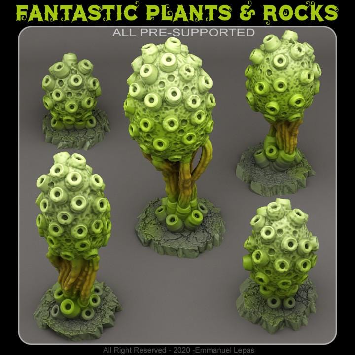 Poisonous Sponge Plant Wargaming Terrain Objectives | Fantastic Plants and Rocks | PathFinder | Mini | Dungeons and Dragons | Fantasy | RPG