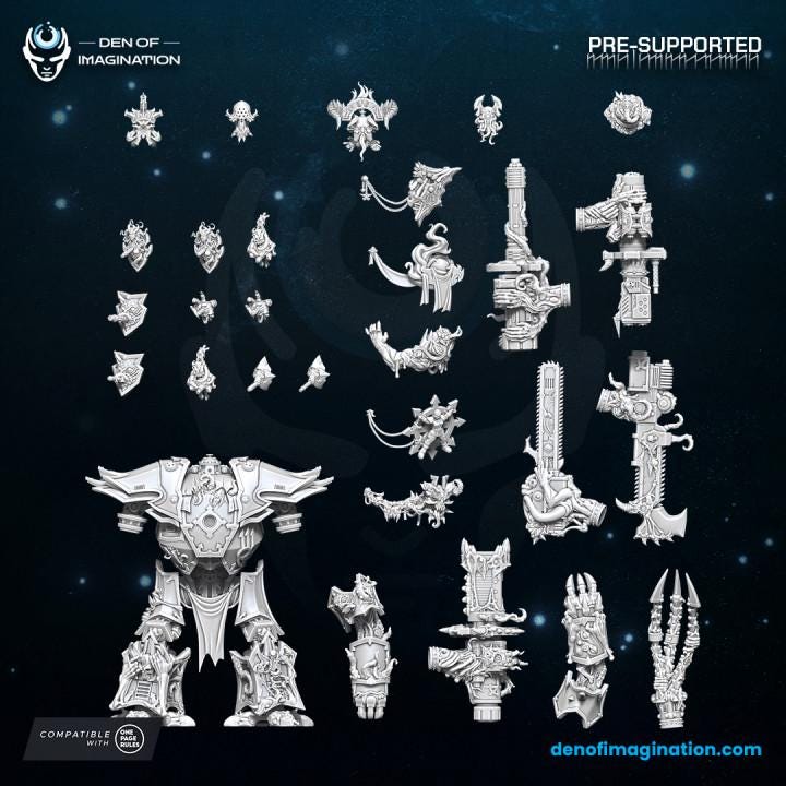 Chaos Titan Infernal Mech Knight - Miniatures - Chaos - Wildmesh - Tabletop Wargaming for Grimdark | Alternative | OPR Sci-Fi mini