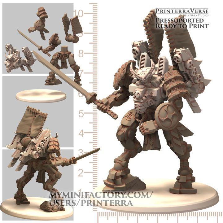 Commander Farusuke From Greater Good  - TechnoPunk - Printerra Studios - Tabletop Wargaming Miniature for Grimdark | OPR | Sci-fi