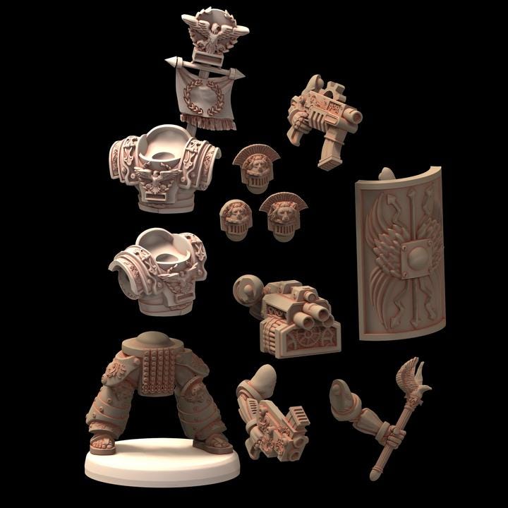 Space Marooning Titan Warriors - Romanus - Printerra Studios - Tabletop Wargaming Miniature for Grimdark | OPR | Sci-fi