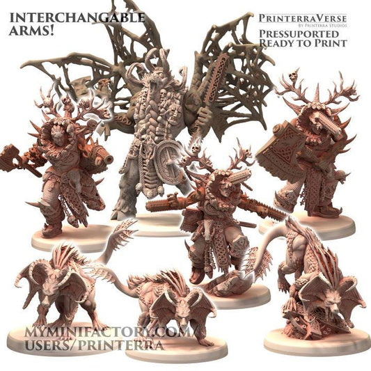 CHAOS CELTIC Hound Berserker Daemon Minis - Printerra -Tabletop Wargaming Miniature for Grimdark OPR Sci-fi