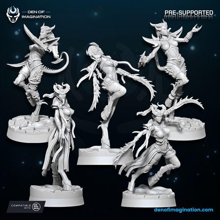 Chaos Demon Miniatures - Succubus Unit - Children of Excess - Wildmesh - Tabletop wargaming miniature for Grimdark | OPR | Sci-fi