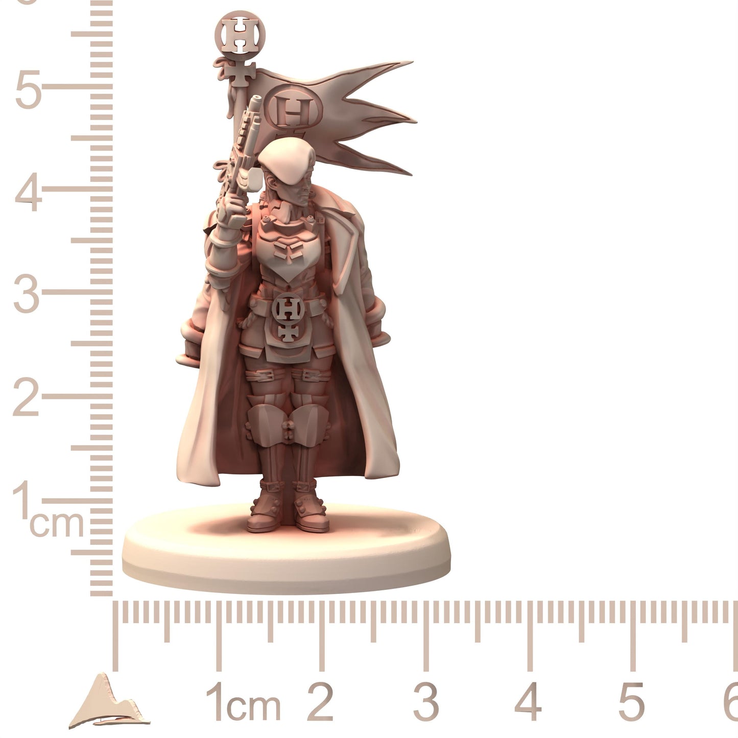 MILITARIA Herrschaft Soldatin Female Army with Gattling and Flamethrower - Printerra - Tabletop Wargaming Miniature for Grimdark OPR Sci-fi