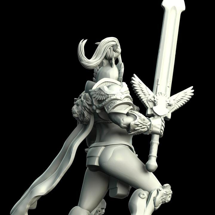 Modular Retconia Female Custodian Imperial Guard   - Romanus - Printerra Studios - Tabletop Wargaming Miniature for Grimdark | OPR | Sci-fi